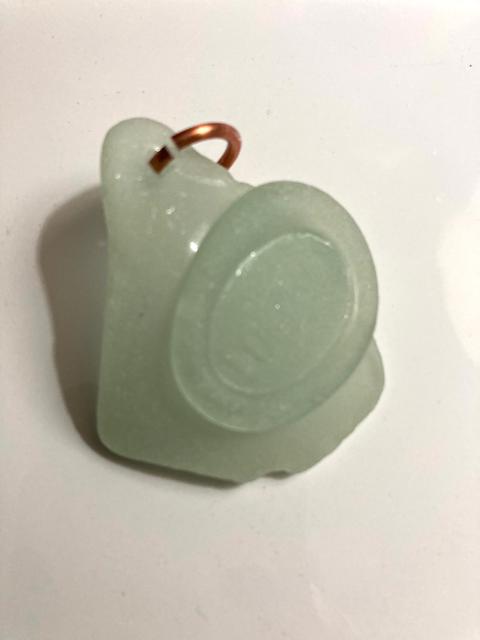 beach glass drilled glass holding