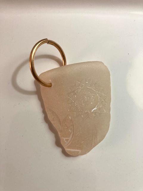 beach glass drilled glass holding