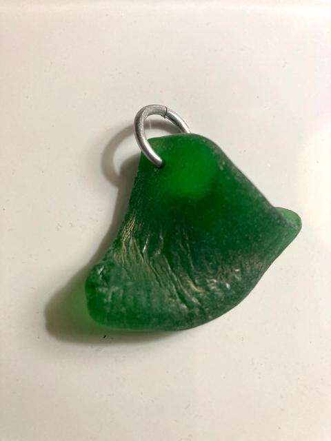 beach glass drilled glass holding