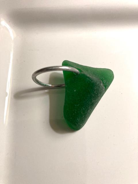 beach glass drilled glass holding